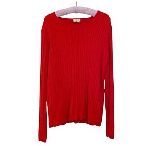 Vintage Belford 100% Silk Red Cableknit Light Sweater Large